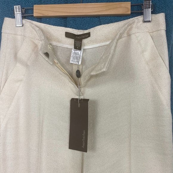 NWT AndyTheAnh Wide Leg Ramie Ivory Pants Sz 6 - Picture 6 of 14